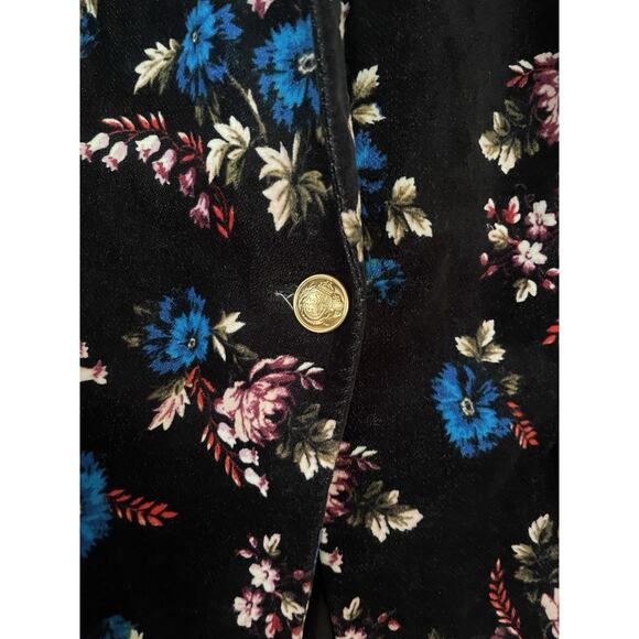Lane Bryant Floral Print One Button Blazer Jacket Black Velvet 20 - Picture 2 of 7